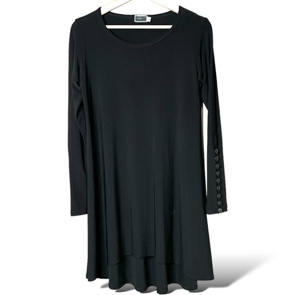 SYMPLI Poly Spandex Jersey Knit Mini Dress / Tunic Long Sleeves Button Detail 6 - Picture 1 of 9